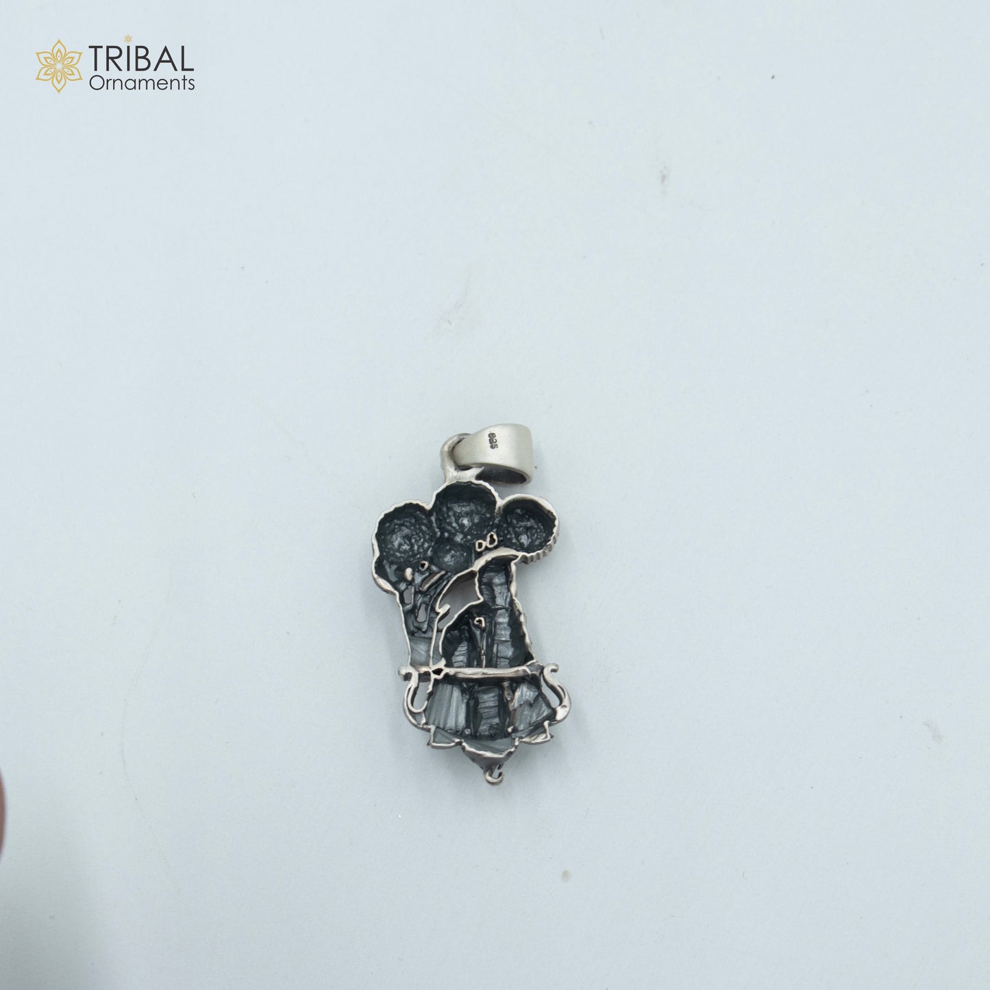 925 sterling silver lord Krishna with tree face elephant Pendant with chain tribal jewellery nsp1027 - TRIBAL ORNAMENTS