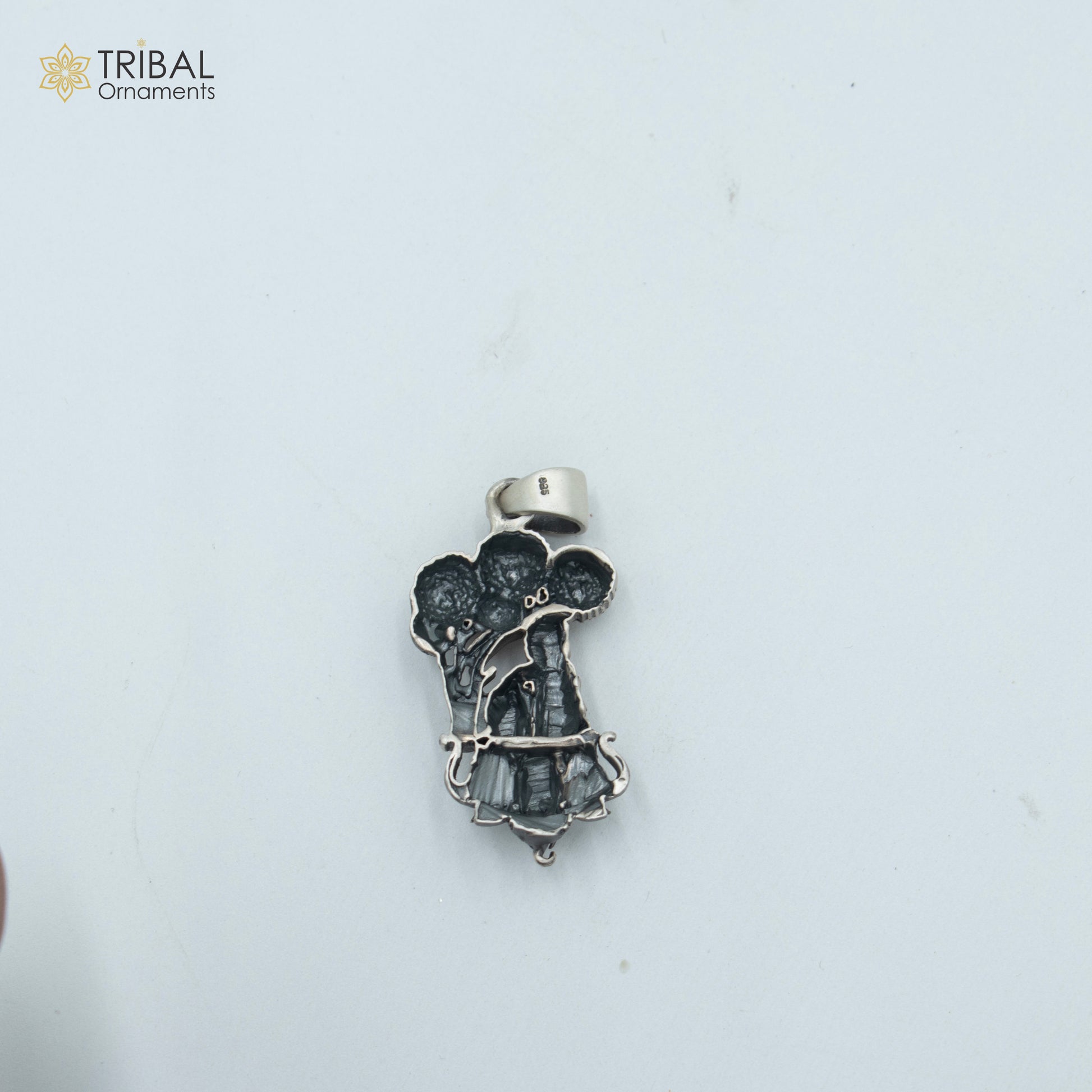 925 sterling silver lord Krishna with tree face elephant Pendant with chain tribal jewellery nsp1027 - TRIBAL ORNAMENTS