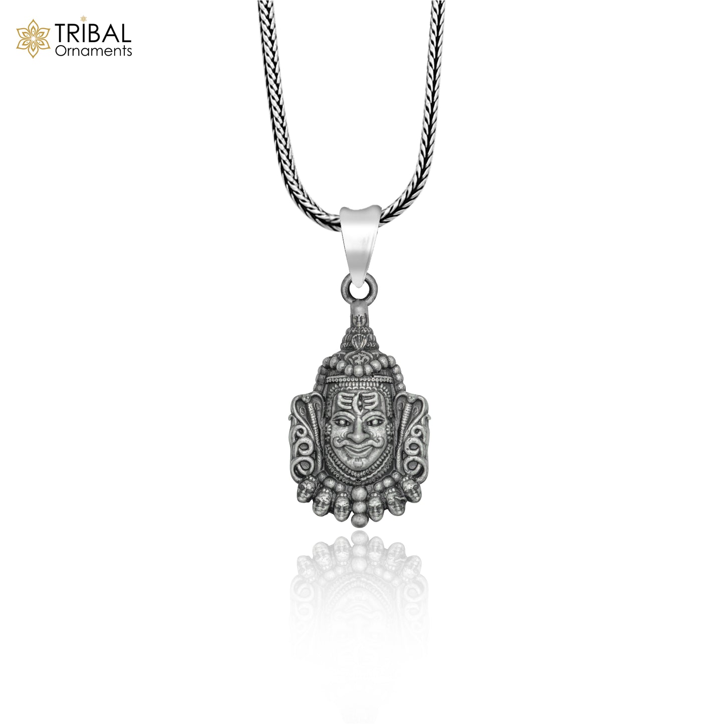 925 sterling silver lord Mahakal  divine Pendant  with chain tribal jewellery nsp1017 - TRIBAL ORNAMENTS