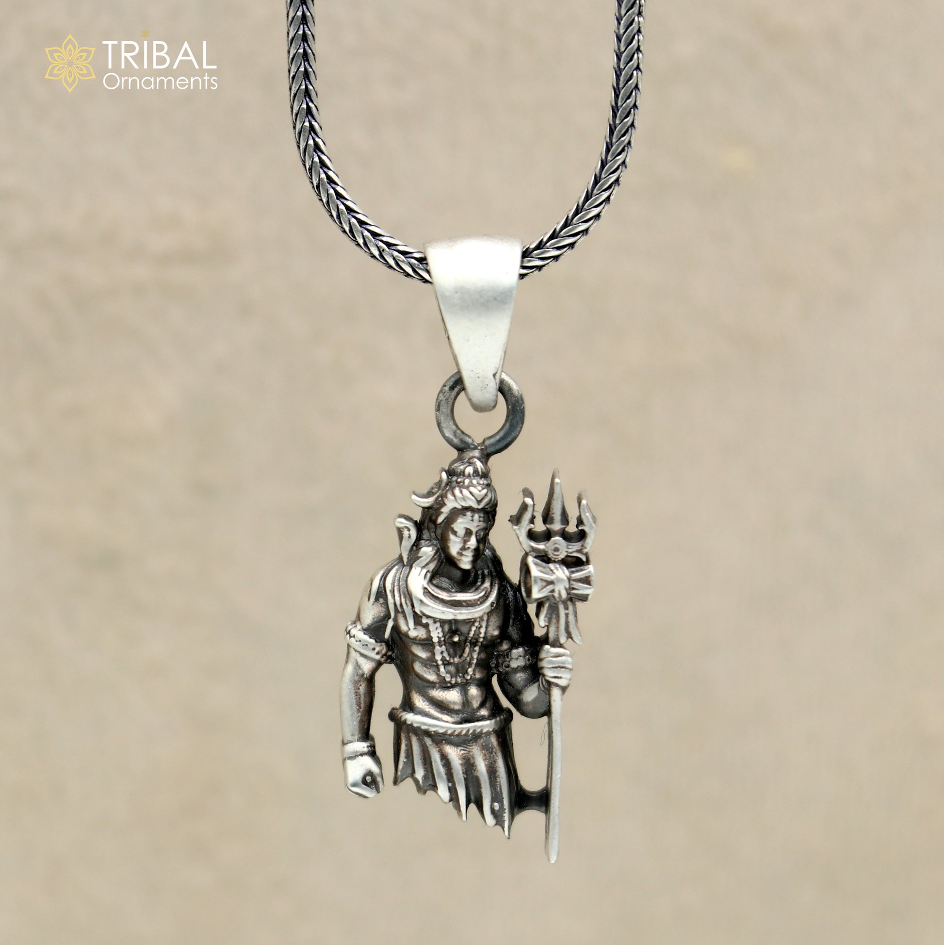 925 sterling silver lord Mahakal Pendant with chain tribal jewellery nsp1053 - TRIBAL ORNAMENTS