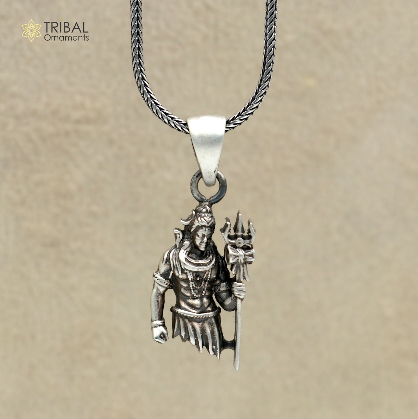 925 sterling silver lord Mahakal Pendant with chain tribal jewellery nsp1053 - TRIBAL ORNAMENTS