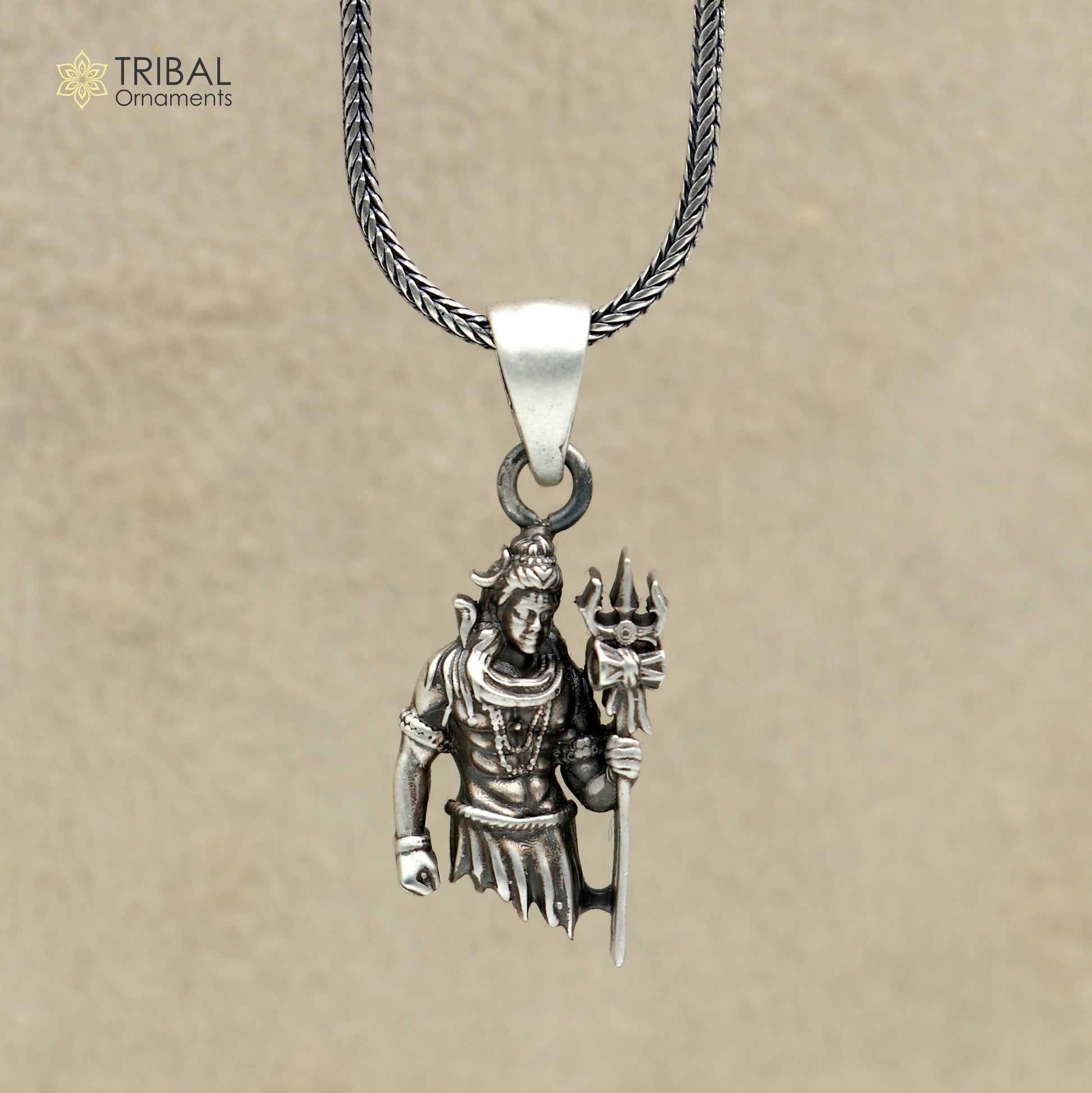 925 sterling silver lord Mahakal Pendant with chain tribal jewellery nsp1053 - TRIBAL ORNAMENTS