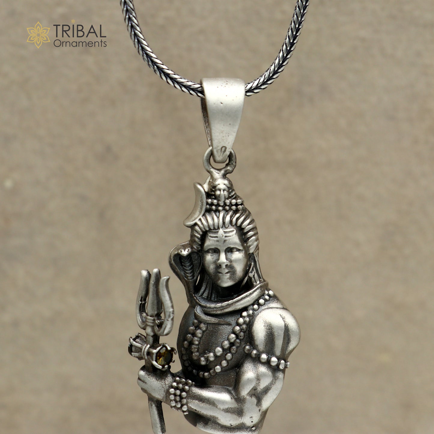 925 sterling silver lord Mahakal Pendant with chain tribal jewellery nsp1054 - TRIBAL ORNAMENTS