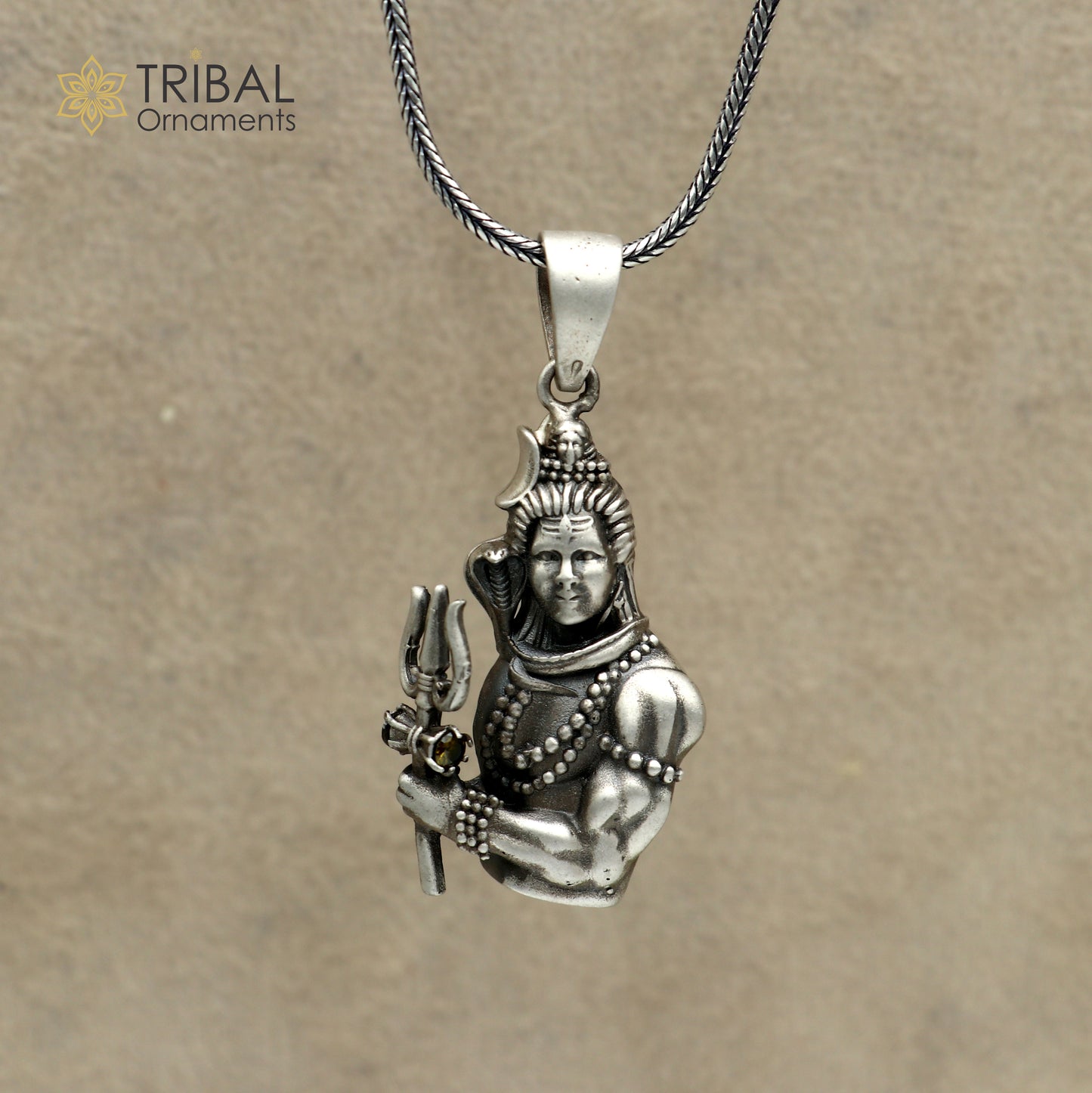 925 sterling silver lord Mahakal Pendant with chain tribal jewellery nsp1054 - TRIBAL ORNAMENTS