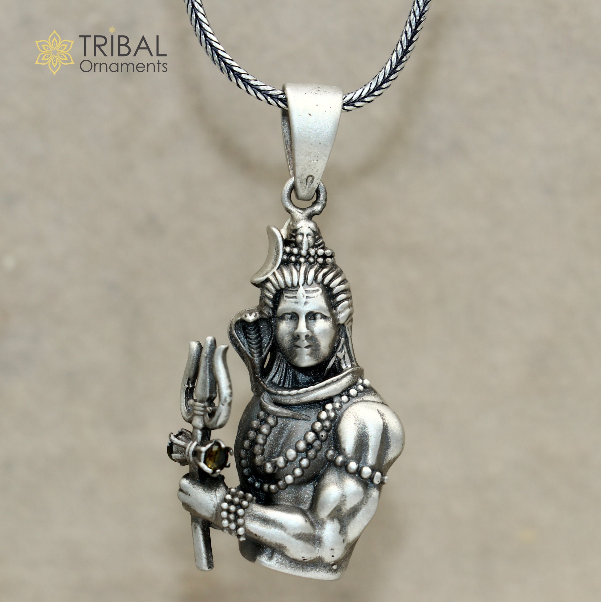 925 sterling silver lord Mahakal Pendant with chain tribal jewellery nsp1054 - TRIBAL ORNAMENTS