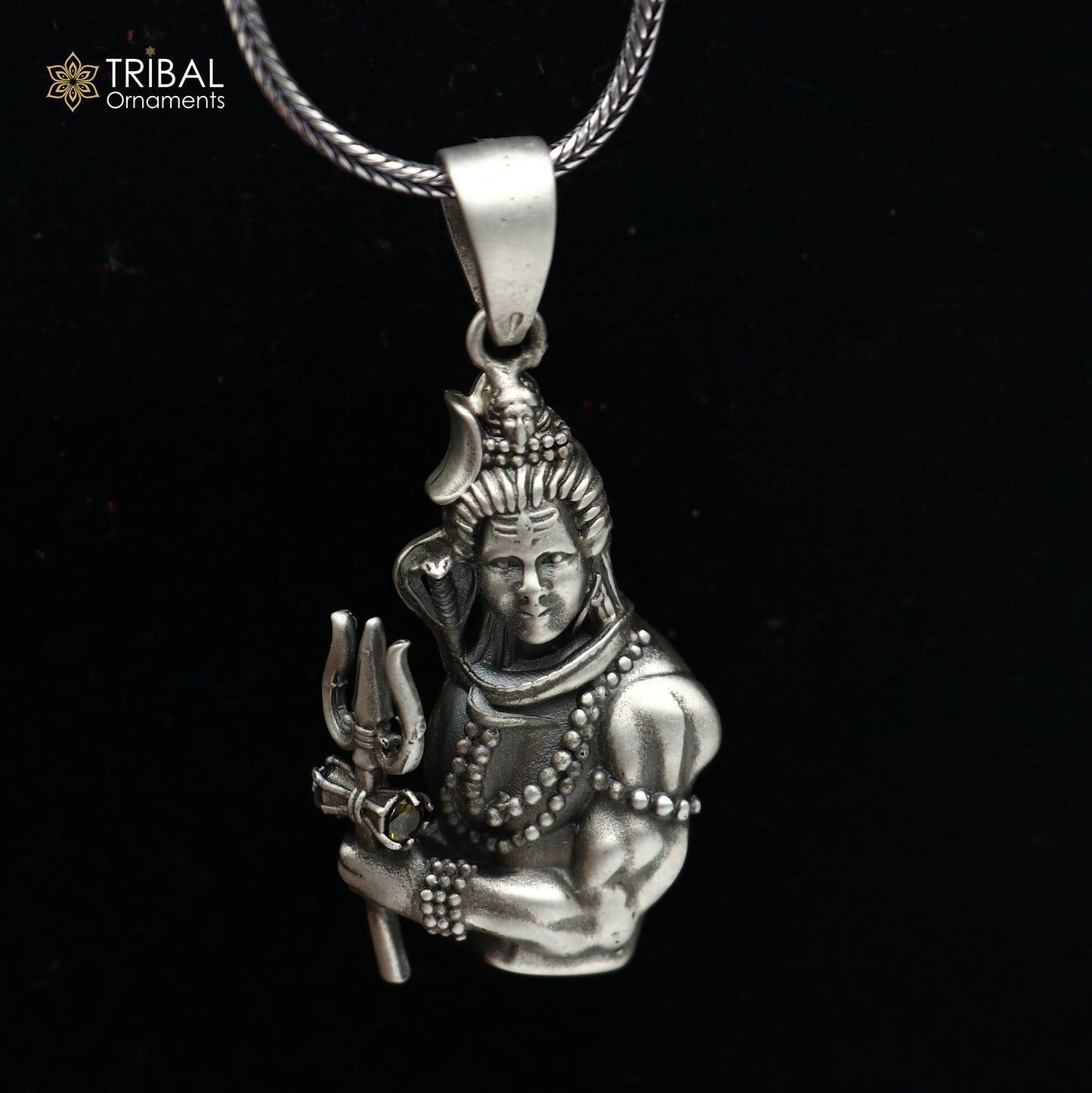 925 sterling silver lord Mahakal Pendant with chain tribal jewellery nsp1054 - TRIBAL ORNAMENTS