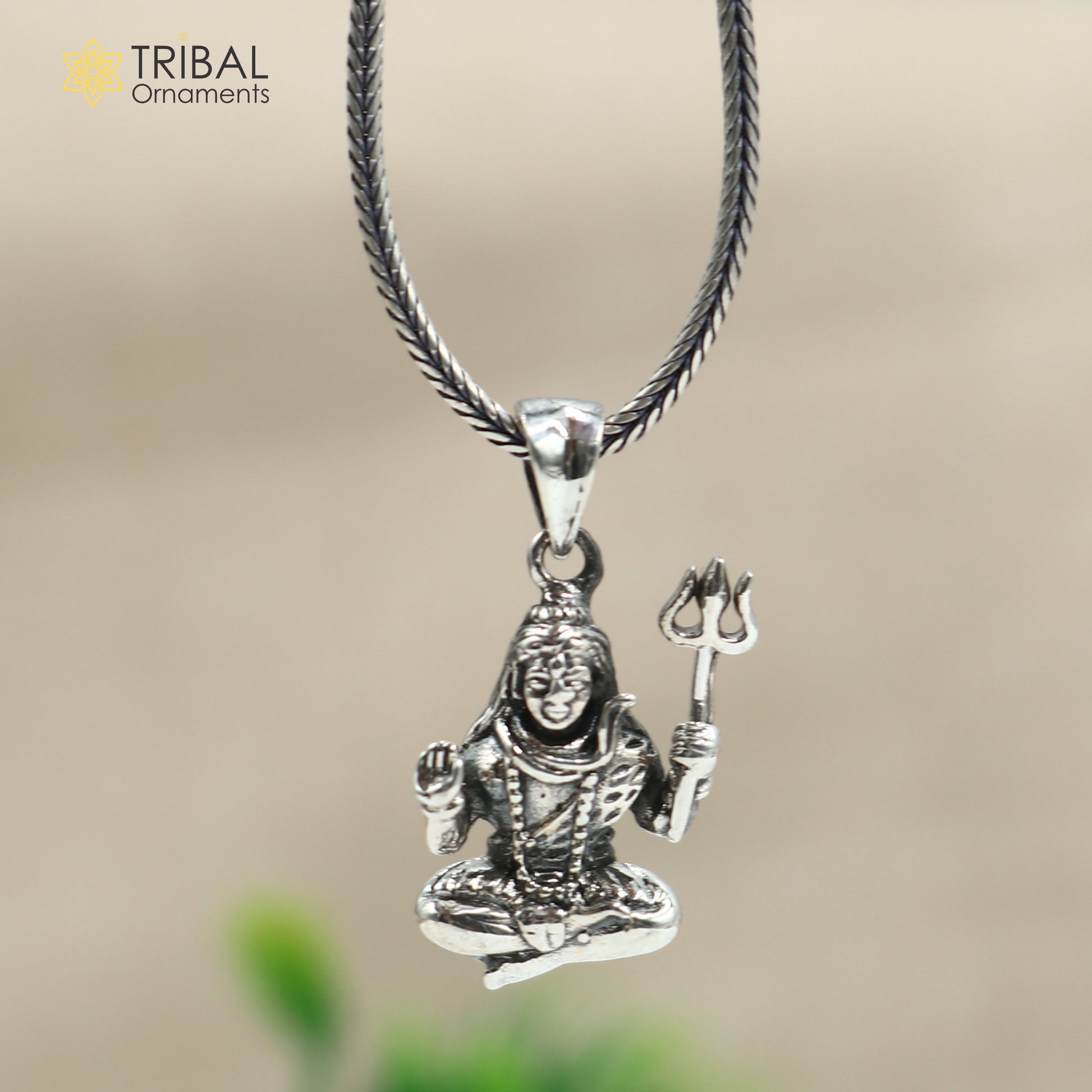 925 sterling silver Lord Mahakal Pendant with chain tribal jewellery nsp1059 - TRIBAL ORNAMENTS