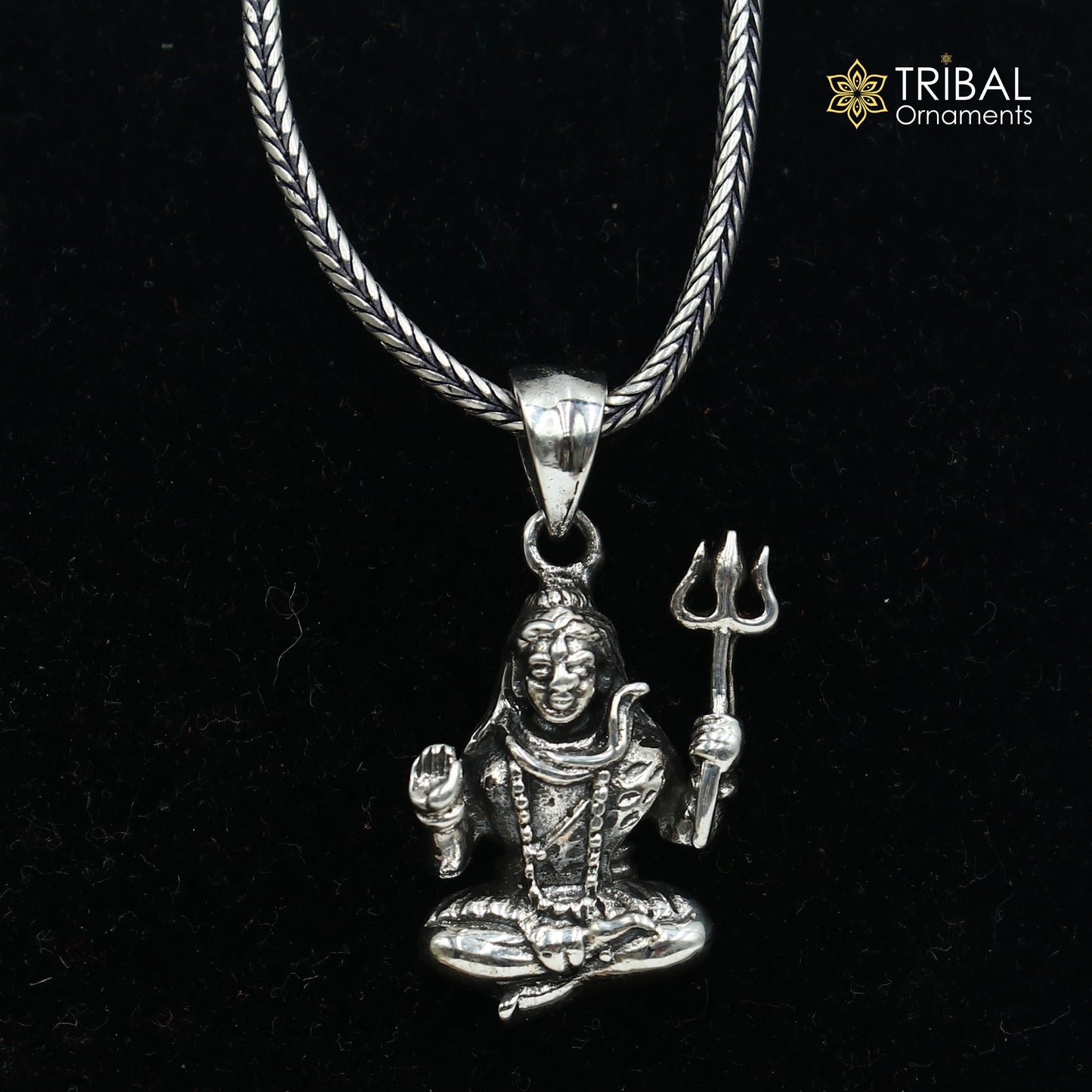 925 sterling silver Lord Mahakal Pendant with chain tribal jewellery nsp1059 - TRIBAL ORNAMENTS