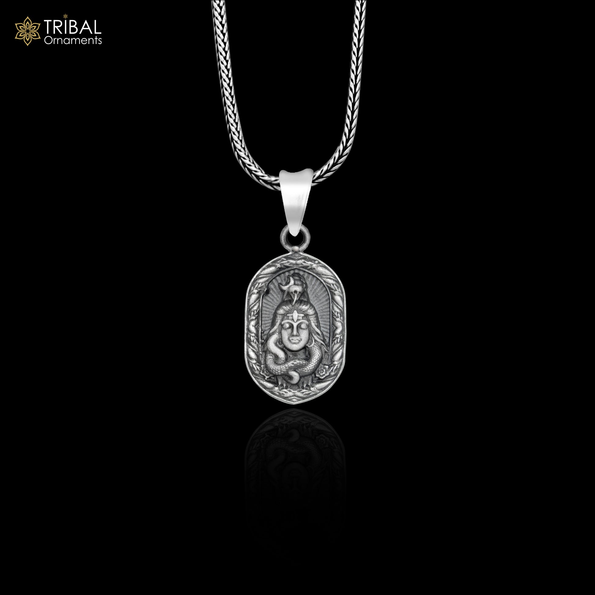 925 sterling silver lord shiv ji (Malakal) divine Pendant  with chain tribal jewellery nsp1015 - TRIBAL ORNAMENTS