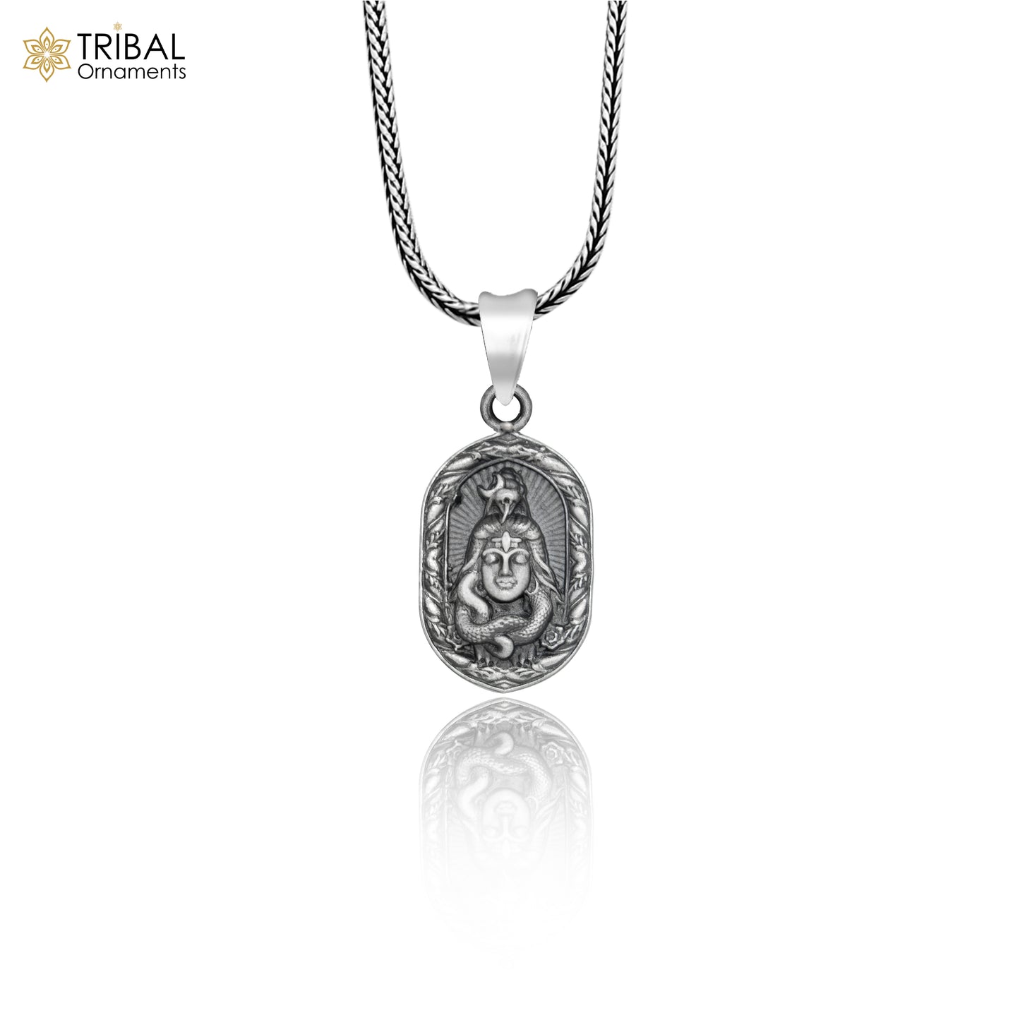 925 sterling silver lord shiv ji (Malakal) divine Pendant  with chain tribal jewellery nsp1015 - TRIBAL ORNAMENTS