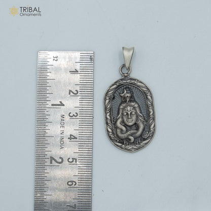 925 sterling silver Lord Shiv Ji Malakal divine pendant with chain, tribal jewelry featuring intricate tribal ornament design
