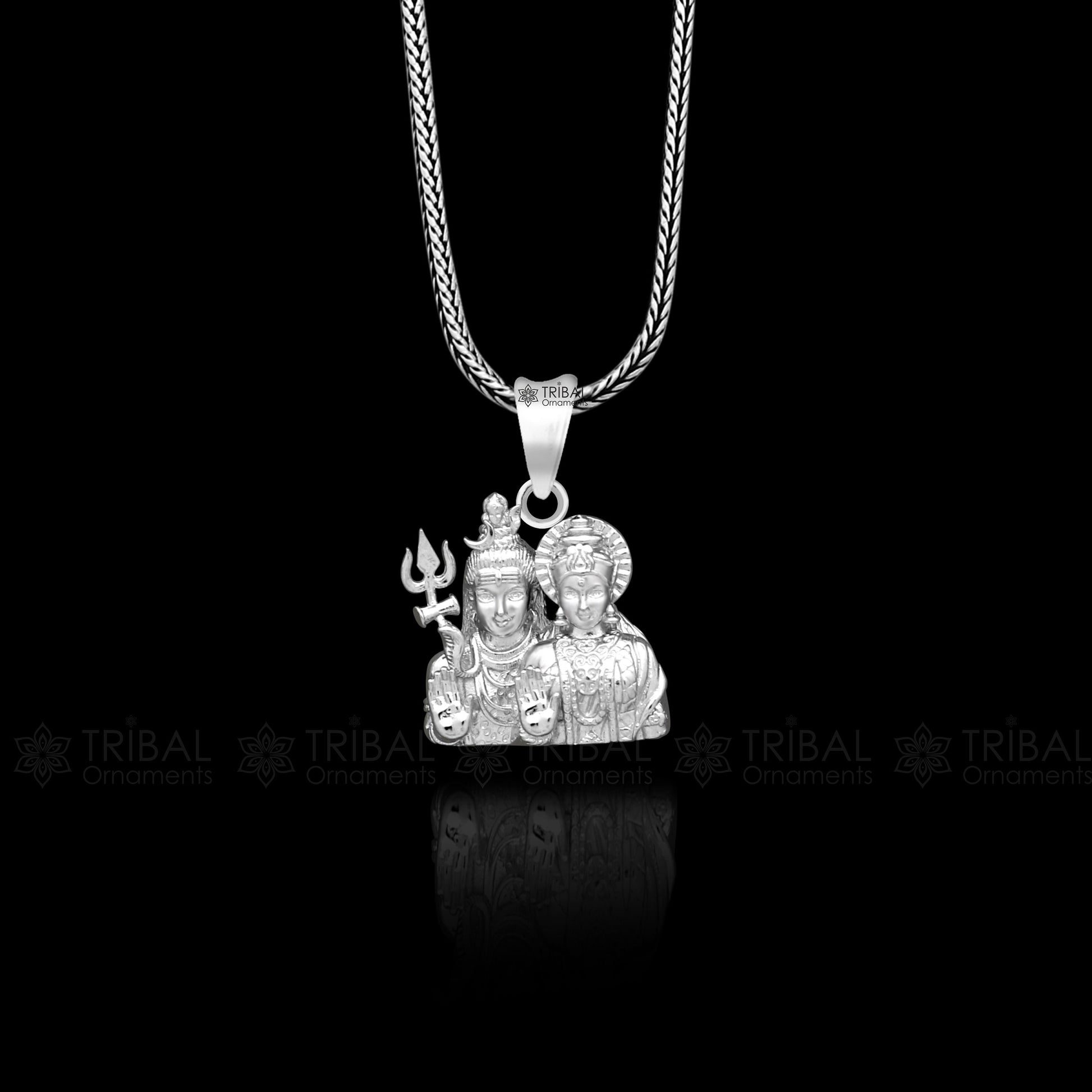 925 sterling silver Lord shiva and Parwati maa/ gori maa , amazing divine pendant locket tribal jewelry nsp808 - TRIBAL ORNAMENTS