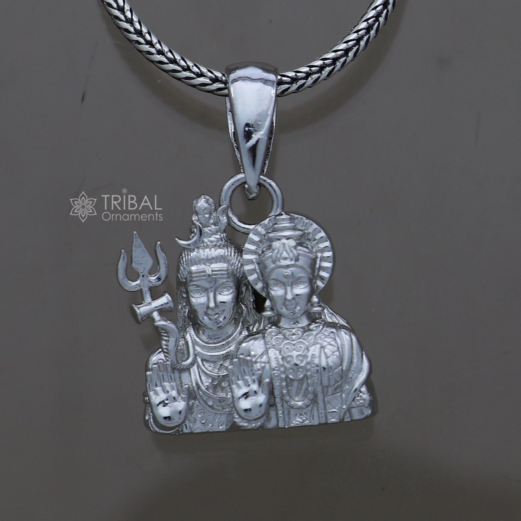 925 sterling silver Lord shiva and Parwati maa/ gori maa , amazing divine pendant locket tribal jewelry nsp808 - TRIBAL ORNAMENTS