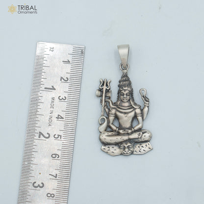 925 sterling silver Lord Shiva Aradhana style pendant with chain, tribal jewelry design from TRIBAL ORNAMENTS.