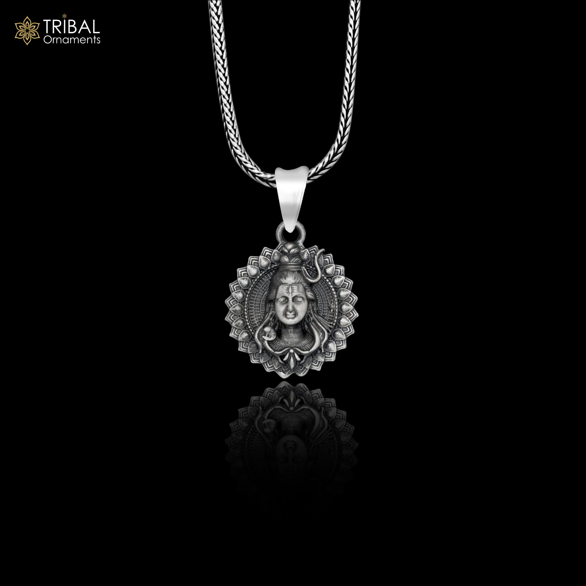 925 sterling silver Lord Shiva Pendant  with chain tribal jewellery nsp1020 - TRIBAL ORNAMENTS