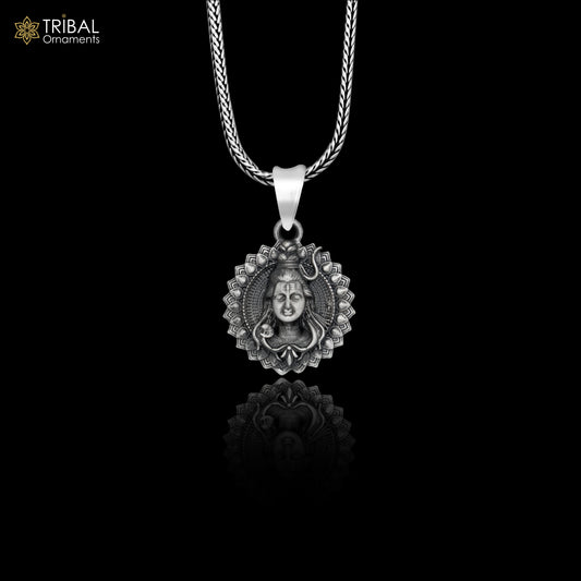 925 sterling silver Lord Shiva Pendant  with chain tribal jewellery nsp1020 - TRIBAL ORNAMENTS