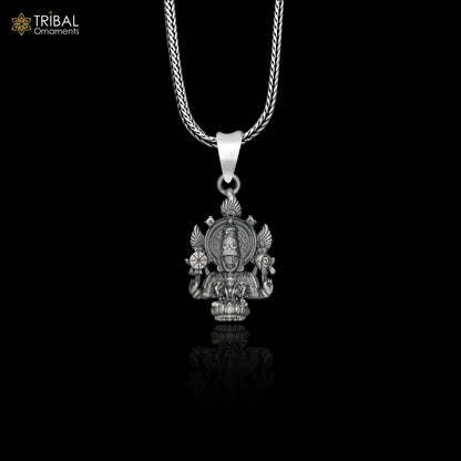 Sterling silver Lord Venkateswara pendant with Laxmi Ji and chain, tribal jewelry by TRIBAL ORNAMENTS