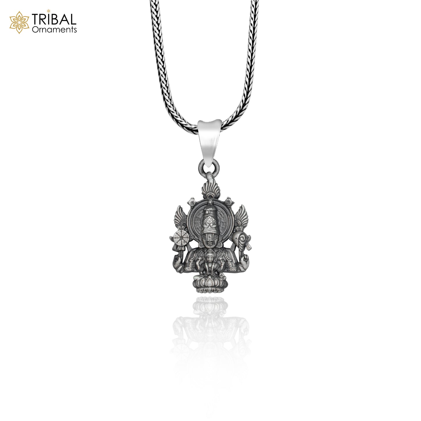 925 sterling silver lord Venkateswara with laxmi ji Pendant with chain tribal jewellery nsp1031 - TRIBAL ORNAMENTS