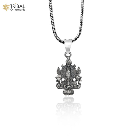 925 sterling silver lord Venkateswara with laxmi ji Pendant with chain tribal jewellery nsp1031 - TRIBAL ORNAMENTS