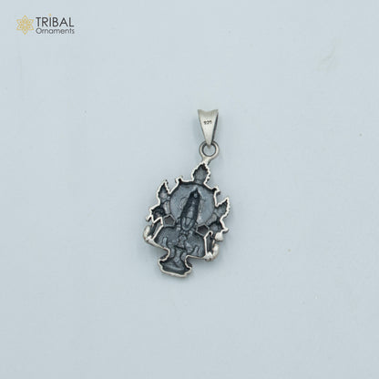 Sterling silver Lord Venkateswara pendant with Laxmi Ji and chain, tribal jewelry by TRIBAL ORNAMENTS.