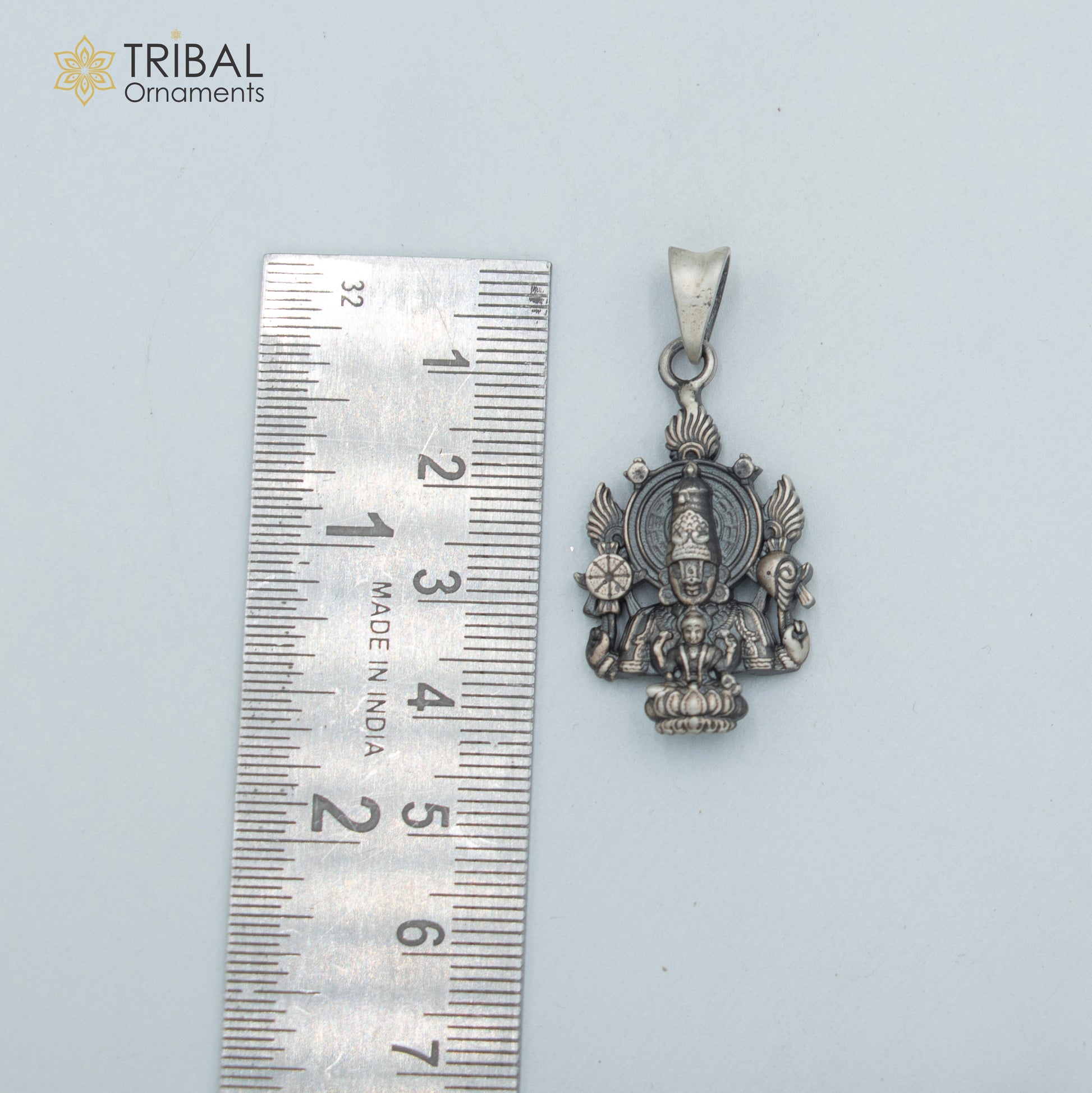 925 sterling silver lord Venkateswara with laxmi ji Pendant with chain tribal jewellery nsp1031 - TRIBAL ORNAMENTS