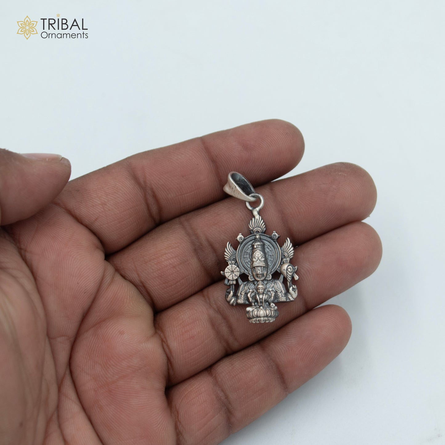 925 sterling silver lord Venkateswara with laxmi ji Pendant with chain tribal jewellery nsp1031 - TRIBAL ORNAMENTS