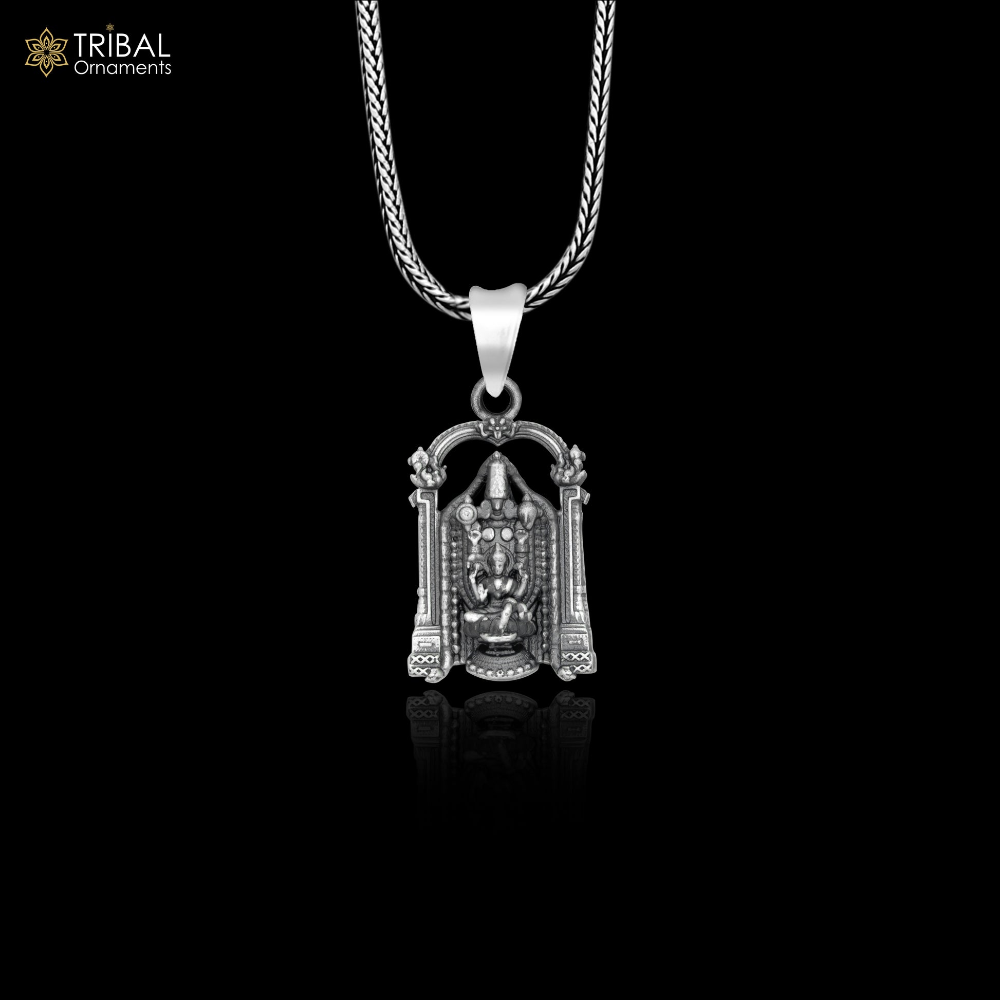 925 sterling silver lord Venkateswara with laxmi ji Pendant with chain tribal jewellery nsp1034 - TRIBAL ORNAMENTS
