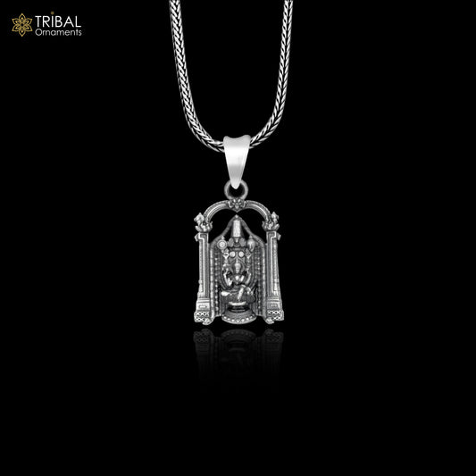 925 sterling silver lord Venkateswara with laxmi ji Pendant with chain tribal jewellery nsp1034 - TRIBAL ORNAMENTS