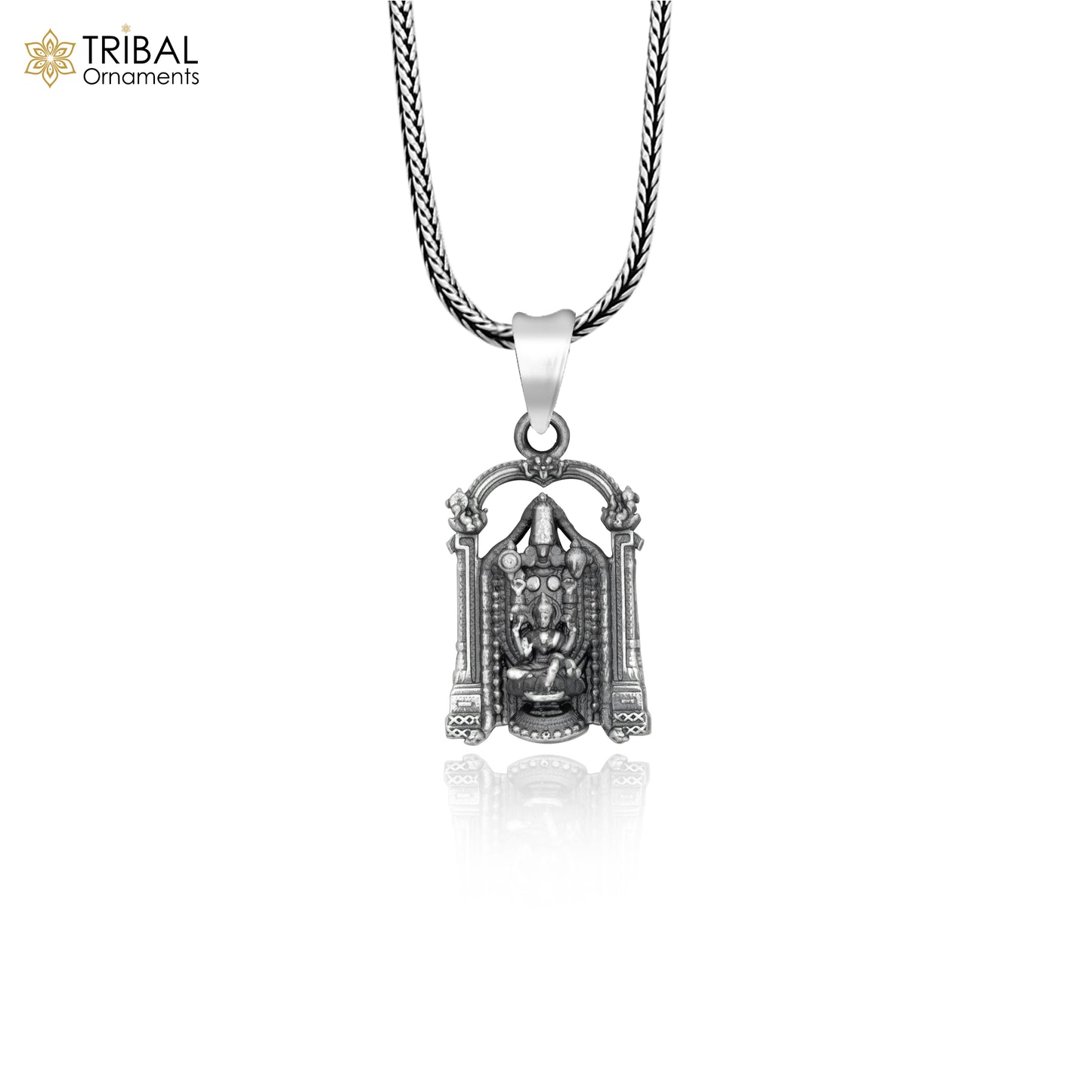 925 sterling silver lord Venkateswara with laxmi ji Pendant with chain tribal jewellery nsp1034 - TRIBAL ORNAMENTS