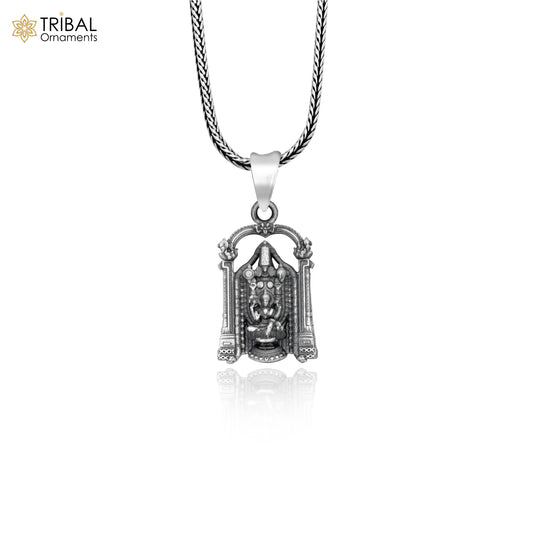 925 sterling silver lord Venkateswara with laxmi ji Pendant with chain tribal jewellery nsp1034 - TRIBAL ORNAMENTS