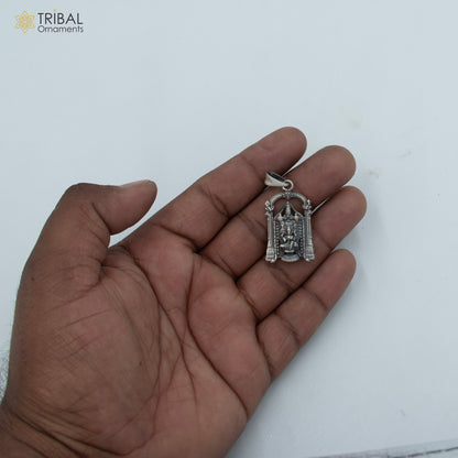 925 sterling silver Lord Venkateswara with Laxmi Ji pendant and chain, tribal jewelry by TRIBAL ORNAMENTS.