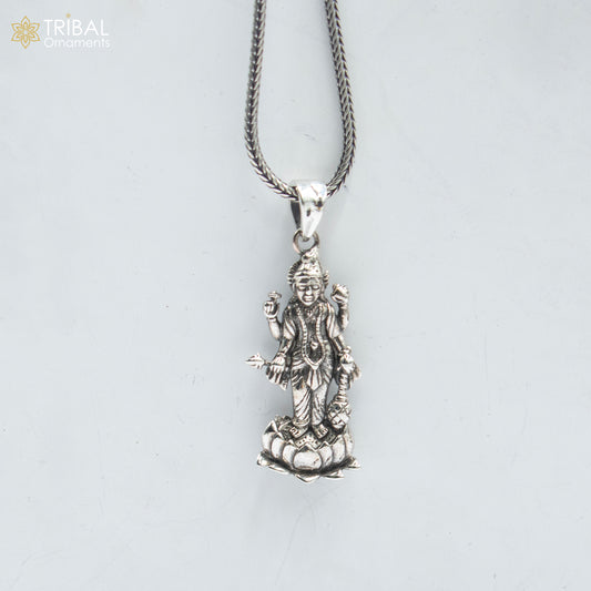 925 sterling silver handmade Lord laxmi ji Silver Pendant with chain tribal jewellery nsp1044 - TRIBAL ORNAMENTS