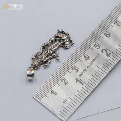 925 sterling silver Lord Vishnu Ji pendant with chain, tribal jewelry design, detailed religious pendant for men and women