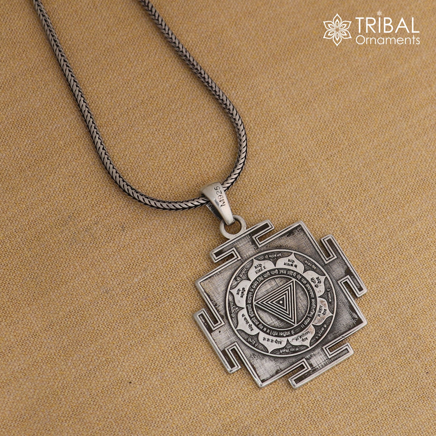 925 sterling silver Maha kali yantra Silver Pendant with chain tribal jewellery nsp1093 - TRIBAL ORNAMENTS