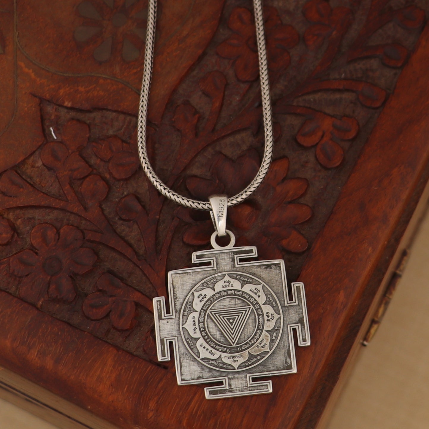 925 sterling silver Maha kali yantra Silver Pendant with chain tribal jewellery nsp1093 - TRIBAL ORNAMENTS
