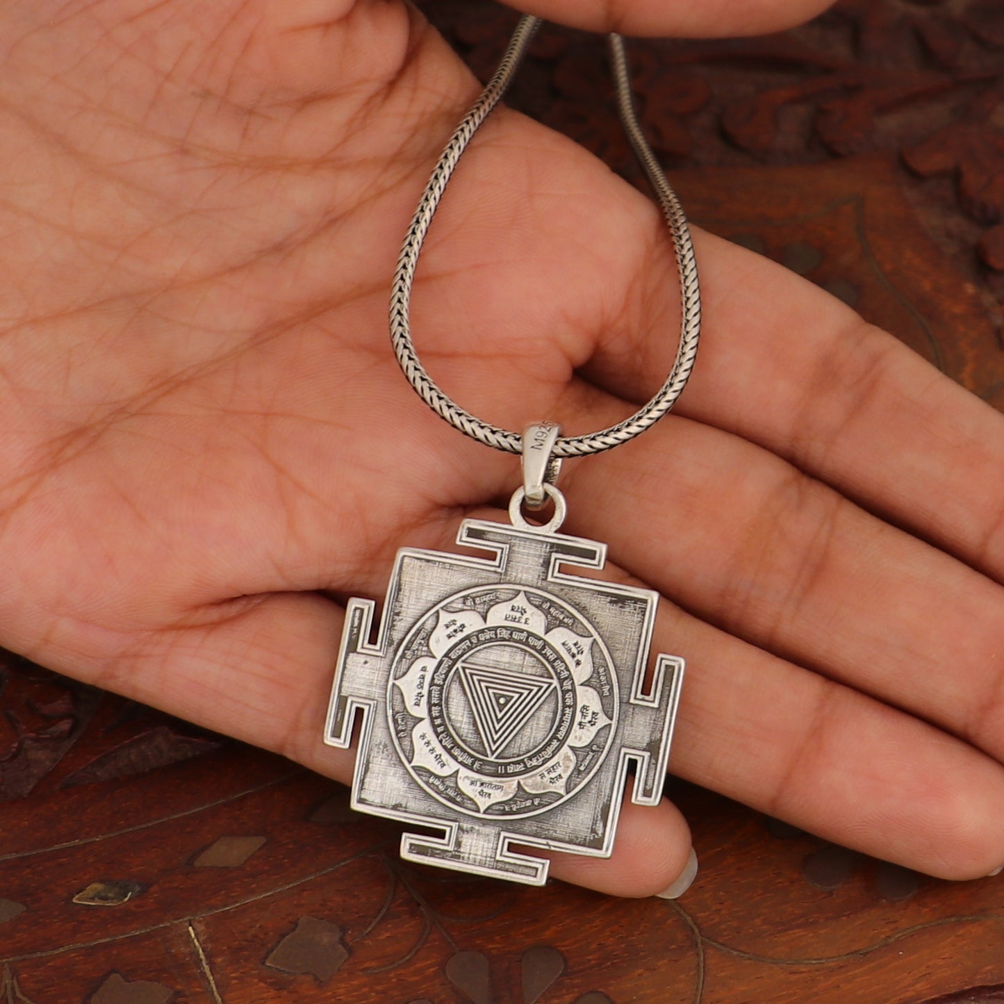 925 sterling silver Maha kali yantra Silver Pendant with chain tribal jewellery nsp1093 - TRIBAL ORNAMENTS