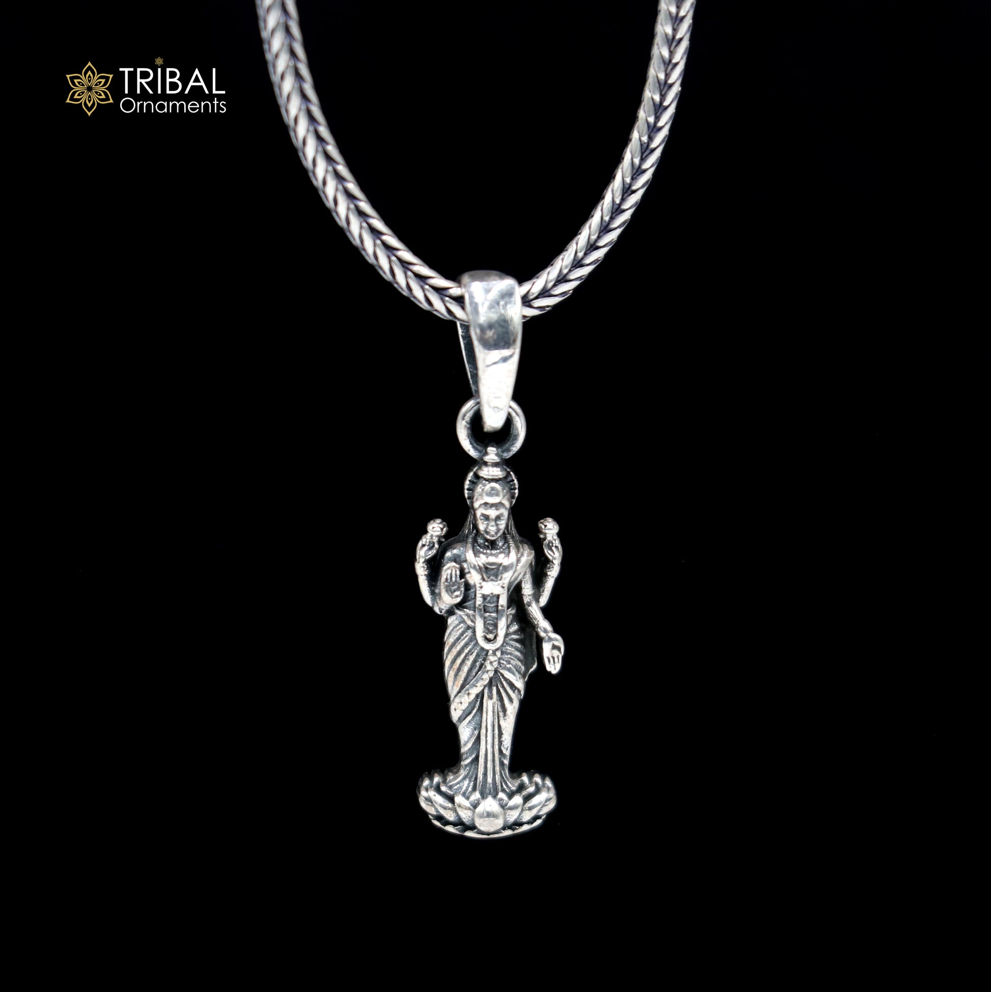 925 sterling silver Maha laxmi ji Pendant with chain tribal jewellery nsp1050 - TRIBAL ORNAMENTS