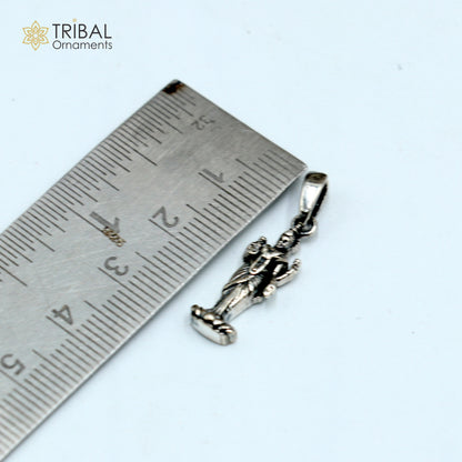 925 sterling silver Maha Laxmi Ji pendant with chain, tribal jewelry style, detailed religious symbol, crafted by TRIBAL ORNAMENTS.
