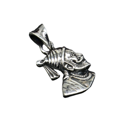 Sterling silver Maratha king Shivaji pendant, unisex royal jewelry by TRIBAL ORNAMENTS featuring detailed king design.