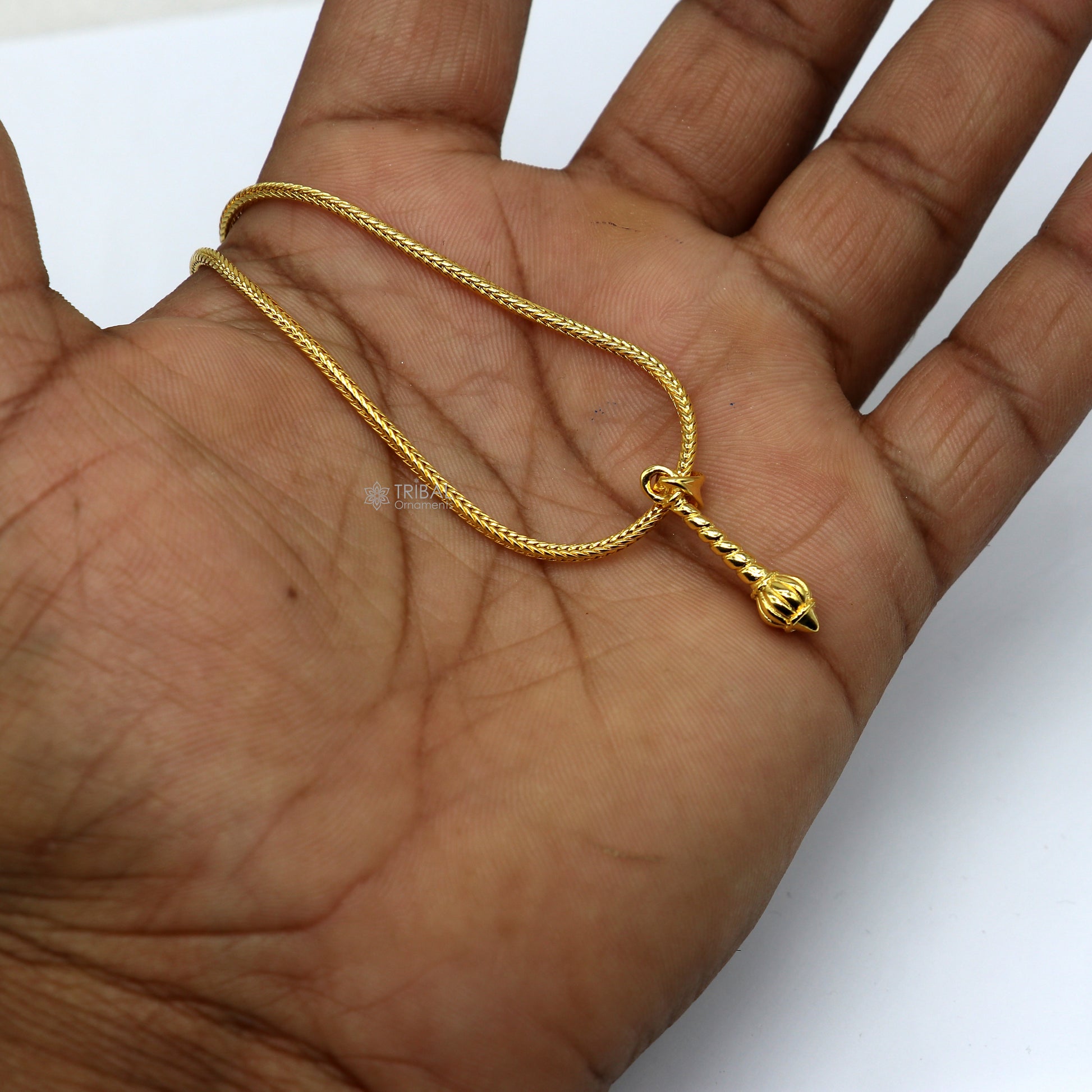 925 sterling silver or gold polished handmade Lord hanuman mace bgota/gada sakha design stylish pendant nsp885 - TRIBAL ORNAMENTS