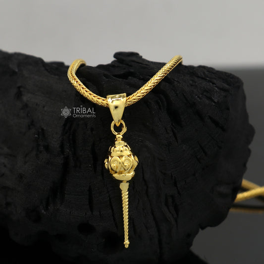 925 sterling silver or gold polished handmade Lord hanuman mace bgota/gada sakha design stylish pendant nsp886 - TRIBAL ORNAMENTS
