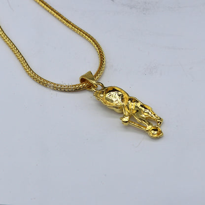 Sterling silver Lord Hanuman pendant with gold polish, handmade tribal ornament, featuring Lord Mugan or Kartikeya design.
