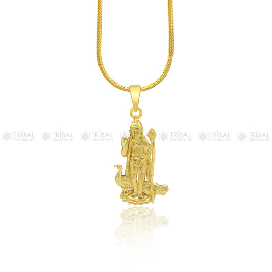 925 sterling silver or gold polished handmade Lord mugan kartikeya  stylish pendant nsp888 - TRIBAL ORNAMENTS