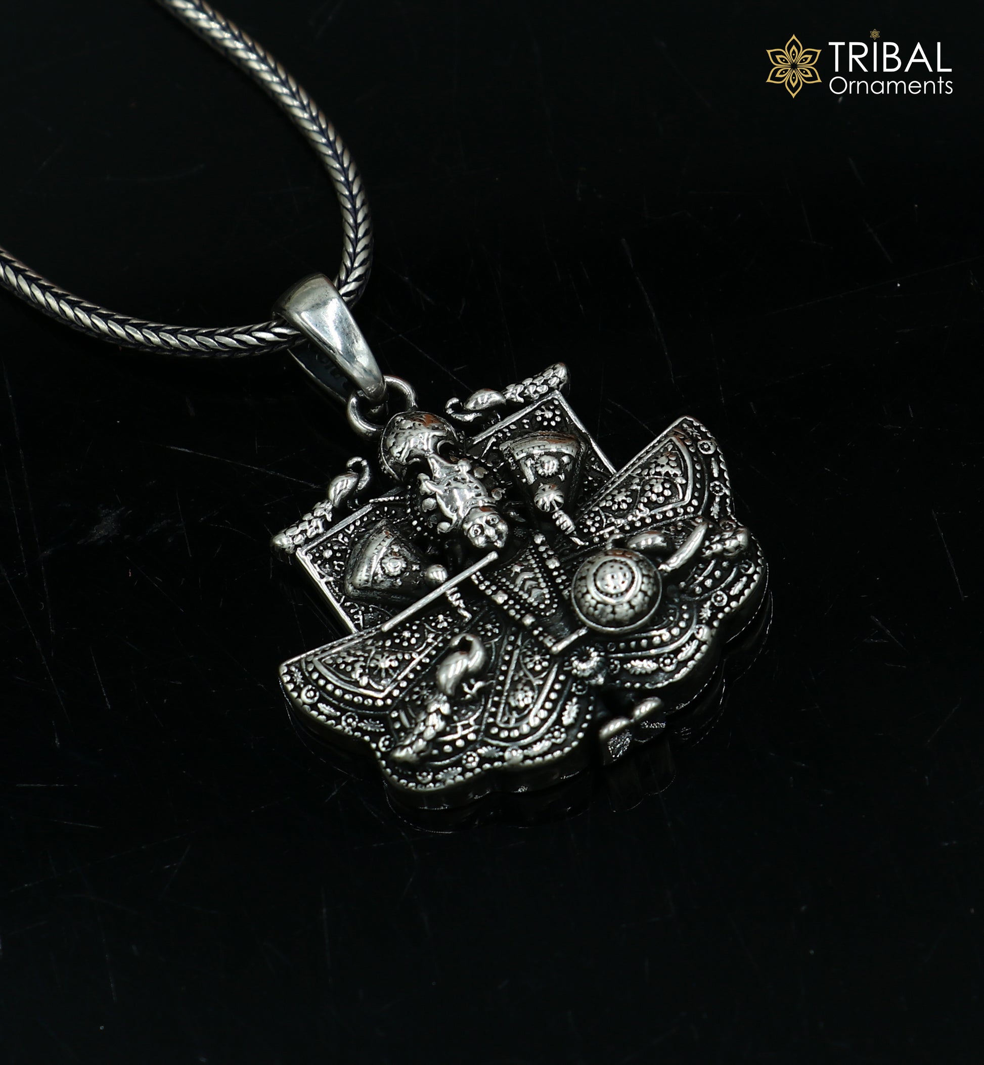 925 sterling silver sanwariya ji ( krishna )  Pendant with chain tribal jewellery nsp1048 - TRIBAL ORNAMENTS