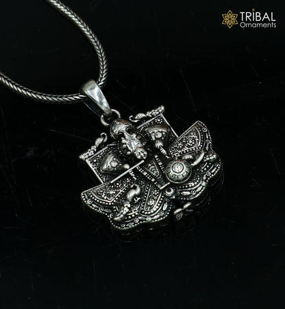 Sterling silver Sanwariya Ji Krishna pendant with chain from Tribal Ornaments, tribal jewelry featuring detailed craftsmanship.