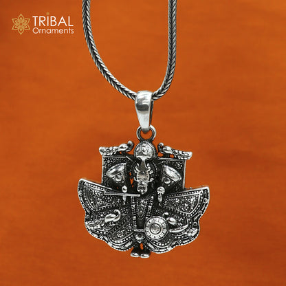 925 sterling silver Sanwariya Ji Krishna pendant with chain, tribal jewelry featuring intricate tribal ornament design.