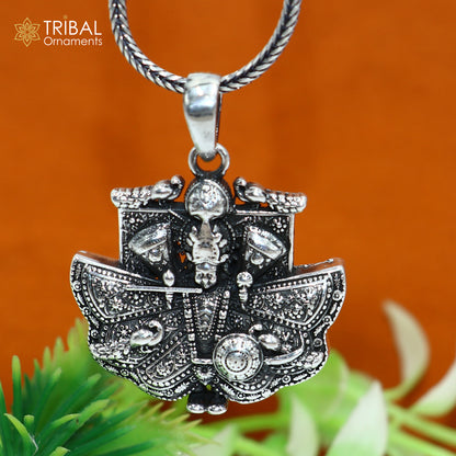 925 sterling silver Sanwariya Ji Krishna pendant with chain, tribal jewelry featuring intricate tribal ornament design