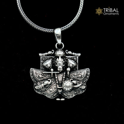Sterling silver Sanwariya Ji Krishna pendant with chain, tribal jewelry style, crafted by TRIBAL ORNAMENTS.