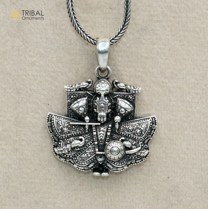925 sterling silver Sanwariya Ji Krishna pendant with chain, tribal jewelry design by TRIBAL ORNAMENTS.