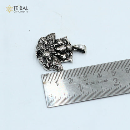 925 sterling silver Sanwariya Ji Krishna pendant with chain, tribal jewelry featuring detailed tribal ornament design